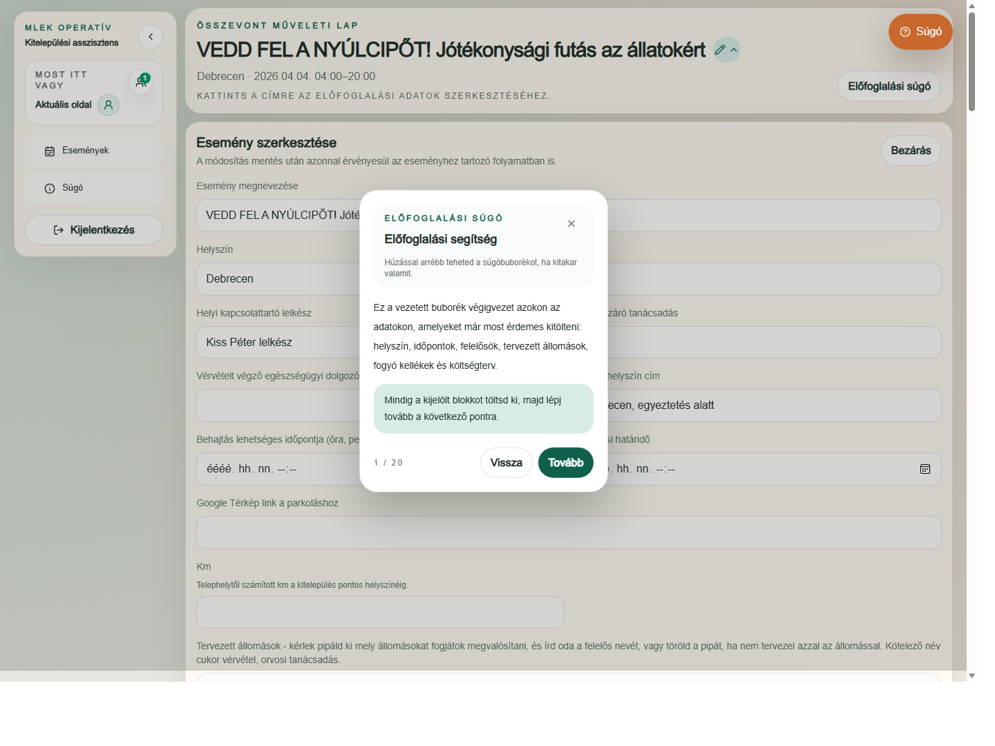 Lelkészi előfoglalási lehetőség